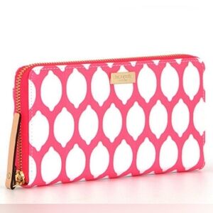 Kate Spade Grant Street Rose Lemon Long Wallet Pink & White Storylining